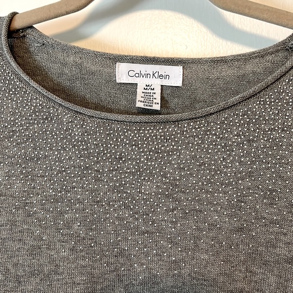 Beautiful Calvin Klein sweater in grey, jeweled neck, size medium - Picture 2 of 3